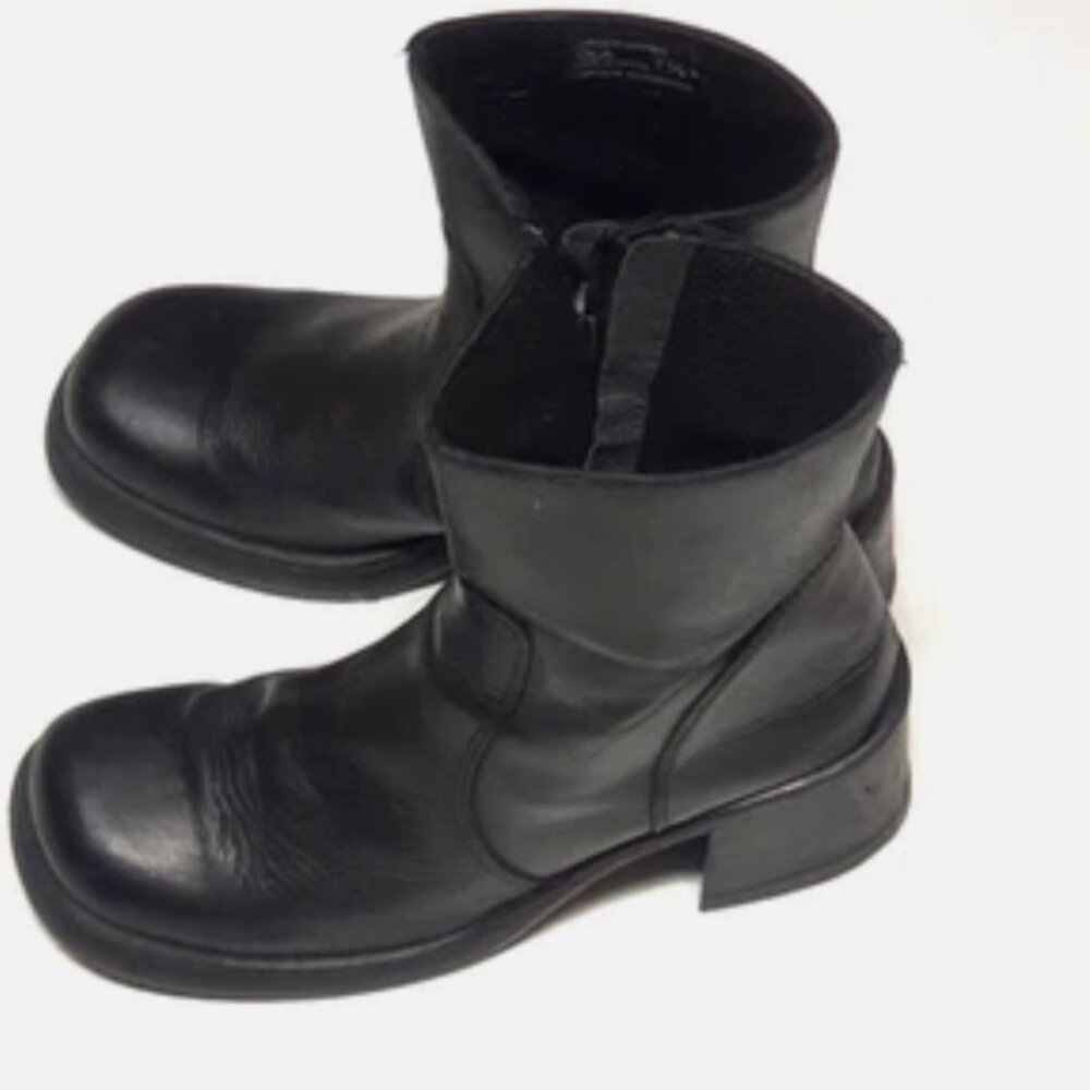 Barbo Women's Black Leather Ankle Boots Size 7.5